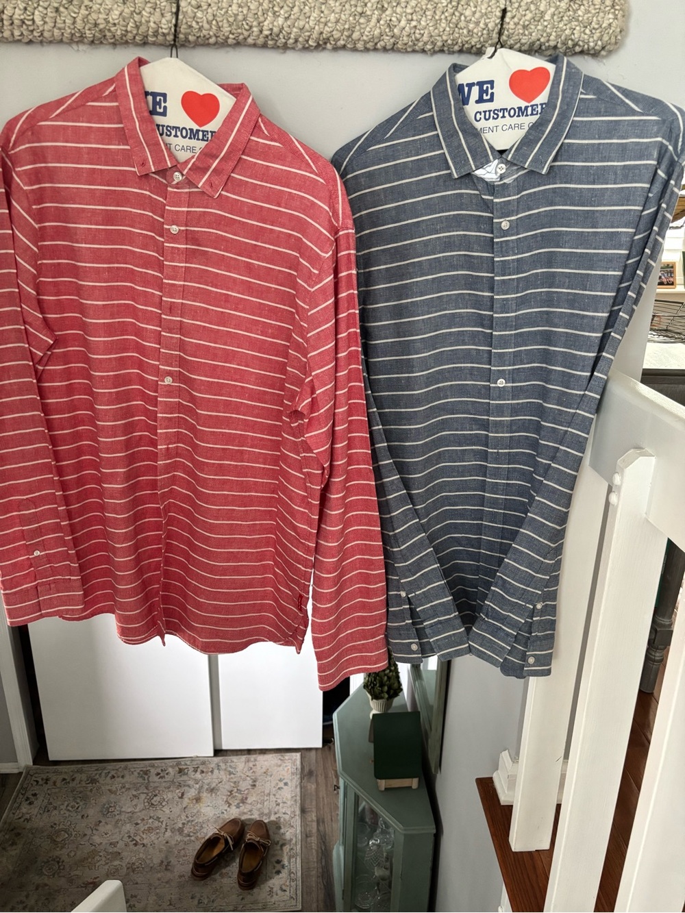 A/X Armani Exchange Red & Blue Striped Long-Sleeve Button-Up Shirt